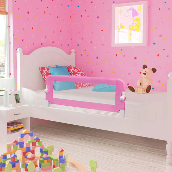 Sponde Letto Di Sicurezza Bambini Rosa 120x42cm In Poliestere