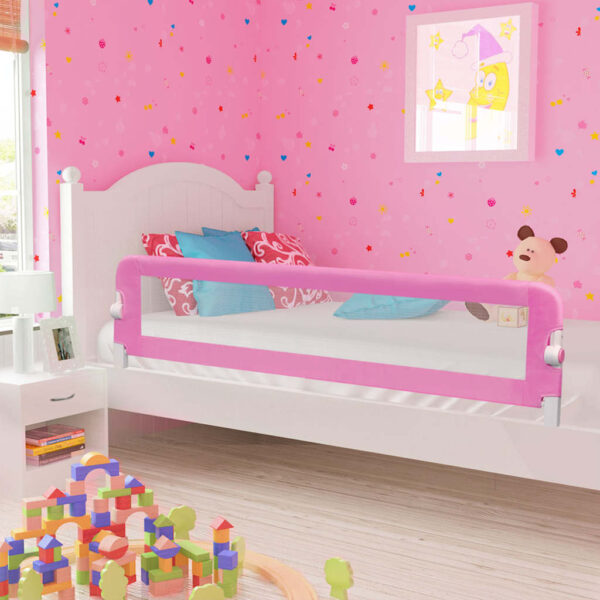 Sponde Letto Di Sicurezza Per Bambini Rosa 180x42cm Poliestere