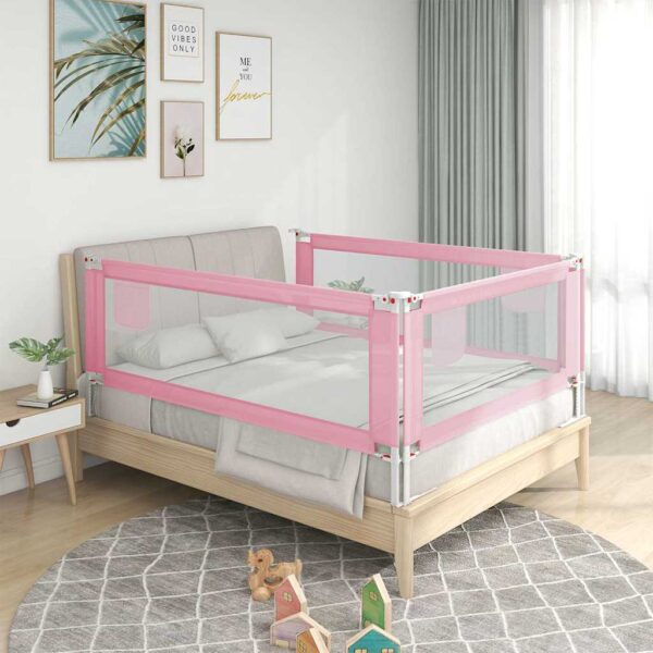 Sponda Letto Di Sicurezza Per Bambini Rosa 100x25cm In Tessuto