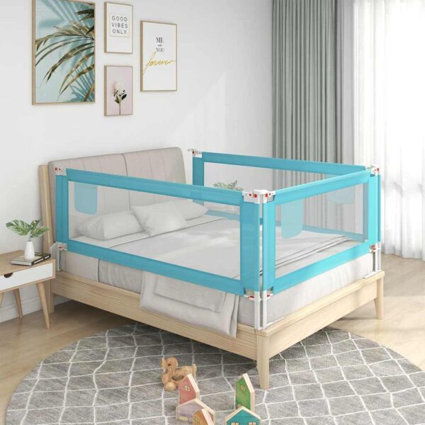 Sponda Letto Di Sicurezza Per Bambini Blu 90x25 Cm In Tessuto