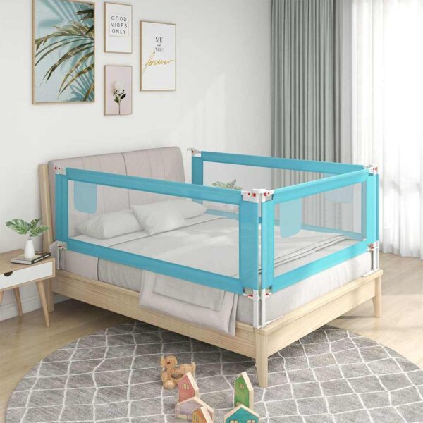 Sponda Letto Di Sicurezza Per Bambini Blu 100x25 Cm In Tessuto