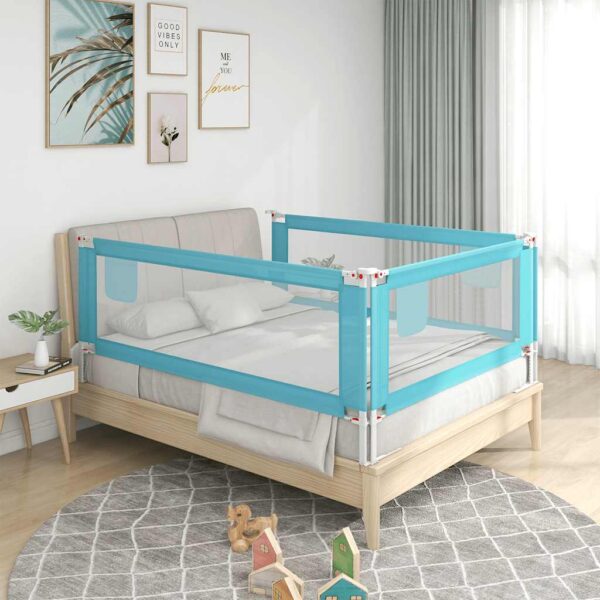 Sponda Letto Di Sicurezza Per Bambini Blu 160x25 Cm In Tessuto