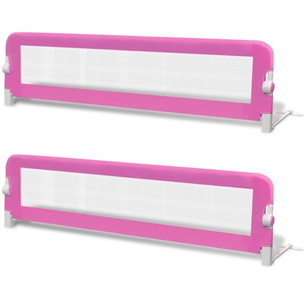 Sponde Letto Per La Sicurezza Dei Bambini 2 Pz Rosa 150x42 cm - immagine 2