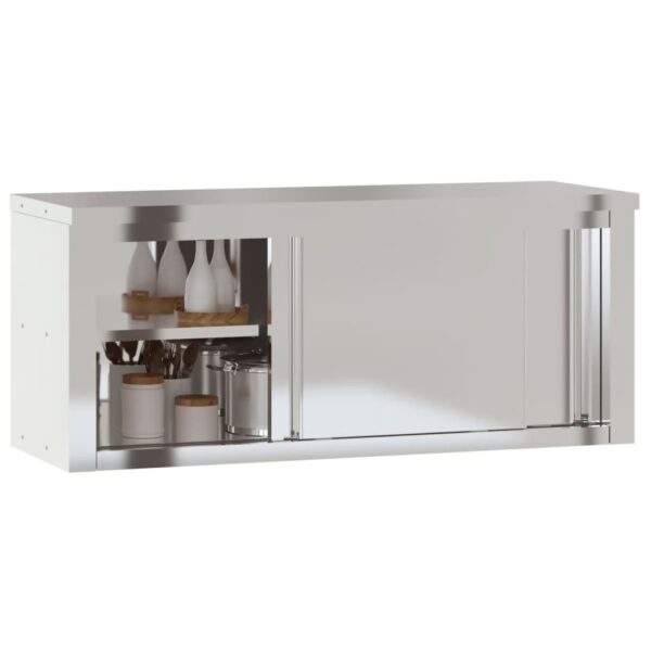 Mobile Cucina Da Parete Con Ante Scorrevoli In Acciaio Inox - immagine 4