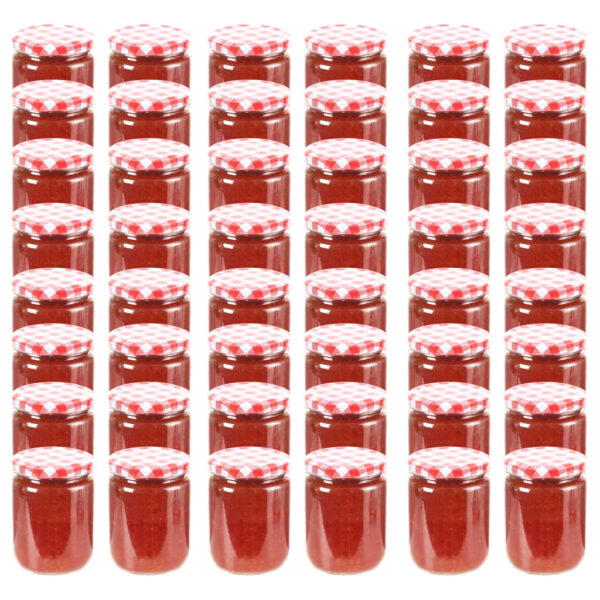 Vaso Marmellata In Vetro Coperchio Bianco E Rosso 48 Pz 230 ml