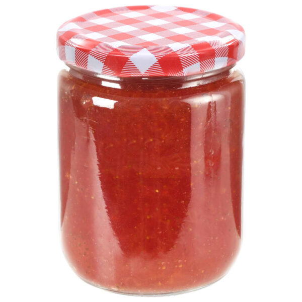 Vaso Marmellata In Vetro Coperchio Bianco E Rosso 48 Pz 230 ml - immagine 3