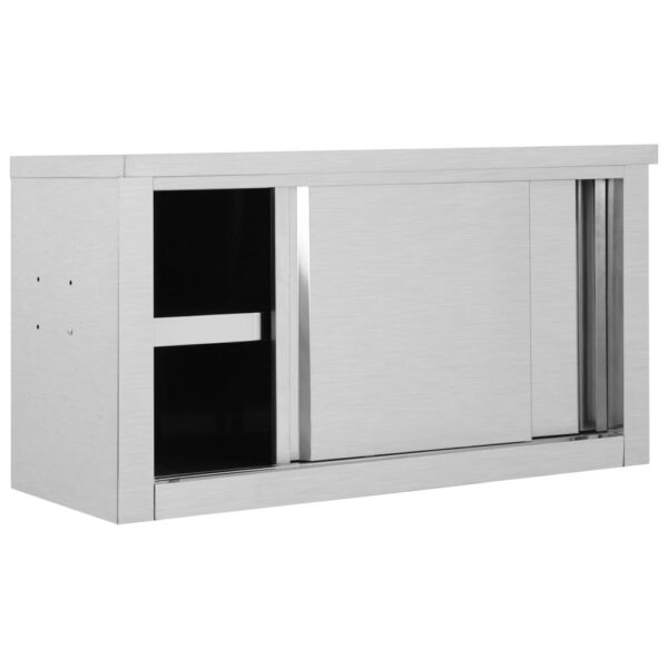 Armadio Da Cucina Con Ante Scorrevoli 90x40x50cm Acciaio Inox - immagine 2