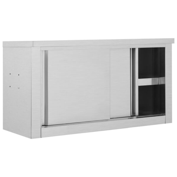 Armadio Da Cucina Con Ante Scorrevoli 90x40x50cm Acciaio Inox - immagine 3