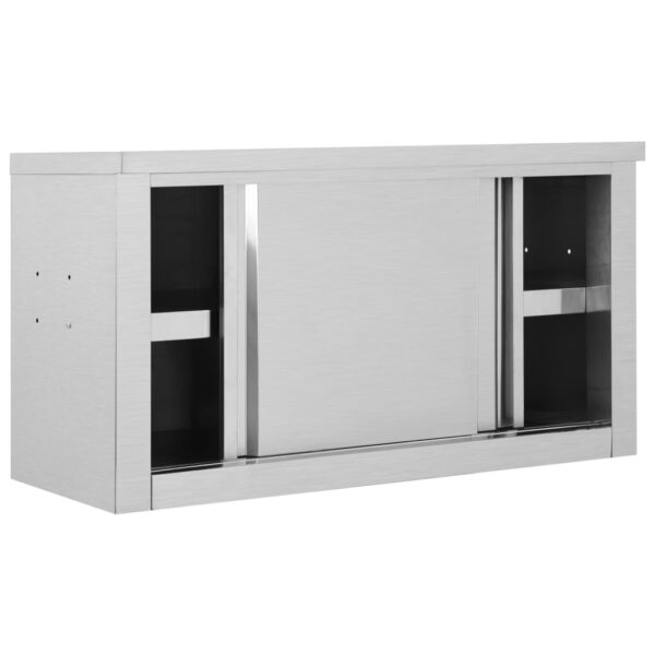 Armadio Da Cucina Con Ante Scorrevoli 90x40x50cm Acciaio Inox - immagine 4