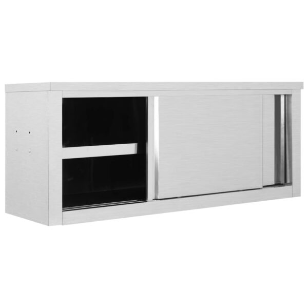 Armadio Da Cucina Ad Ante Scorrevoli 120x40x50cm Acciaio Inox - immagine 2