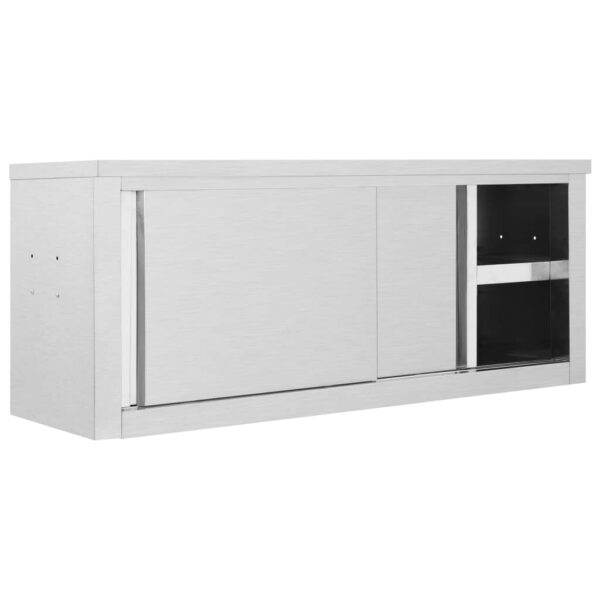 Armadio Da Cucina Ad Ante Scorrevoli 120x40x50cm Acciaio Inox - immagine 3