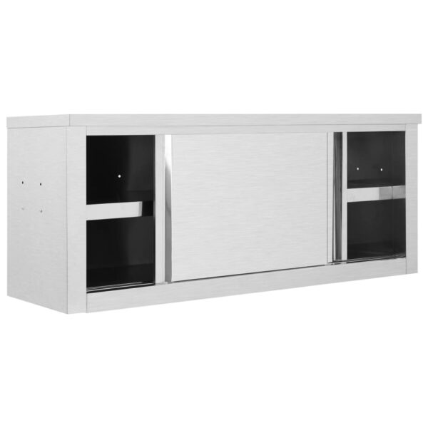 Armadio Da Cucina Ad Ante Scorrevoli 120x40x50cm Acciaio Inox - immagine 4