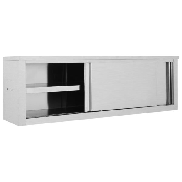 Armadio Da Cucina Ad Ante Scorrevoli 150x40x50cm Acciaio Inox - immagine 2