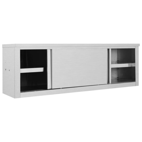 Armadio Da Cucina Ad Ante Scorrevoli 150x40x50cm Acciaio Inox - immagine 3