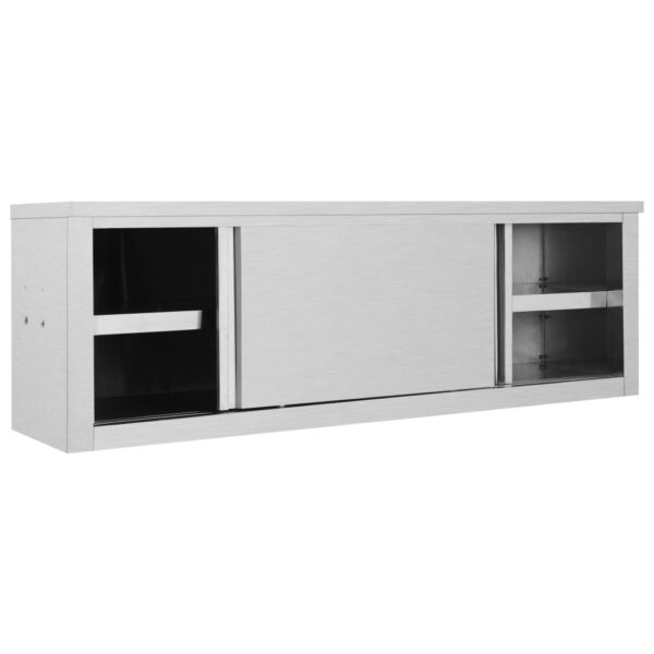 Armadio Da Cucina Ad Ante Scorrevoli 150x40x50cm Acciaio Inox - immagine 4