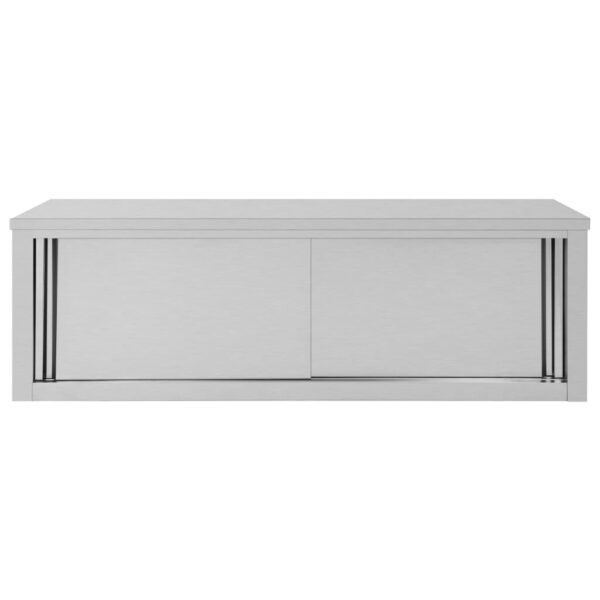 Armadio Da Cucina Ad Ante Scorrevoli 150x40x50cm Acciaio Inox - immagine 5