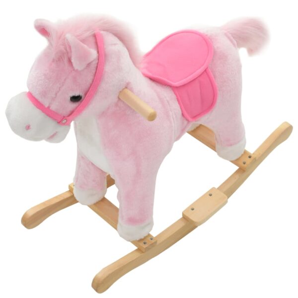 Cavallo A Dondolo In Peluche 65x32x58 Cm Rosa - immagine 4