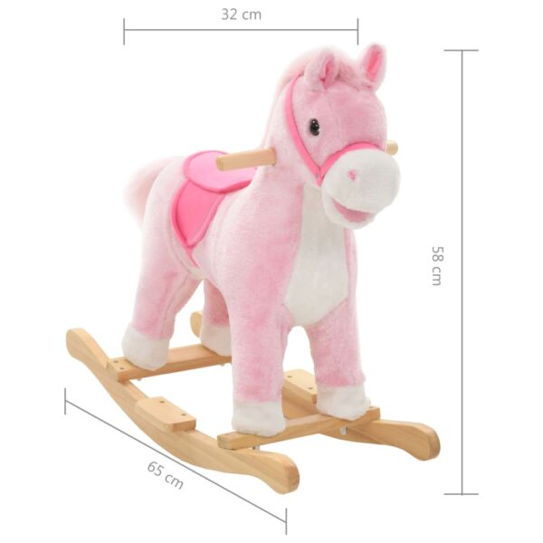 Cavallo A Dondolo In Peluche 65x32x58 Cm Rosa - immagine 5