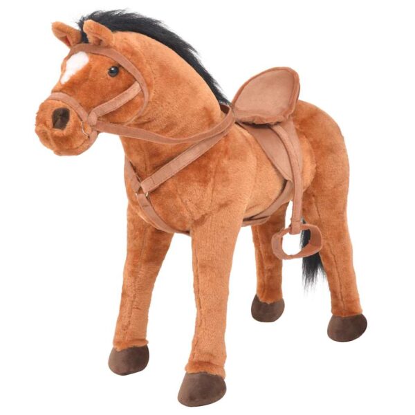 Cavallo In Peluche In Piedi Marrone