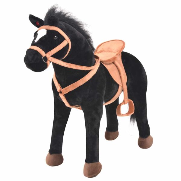 Cavallo In Peluche In Piedi Nero