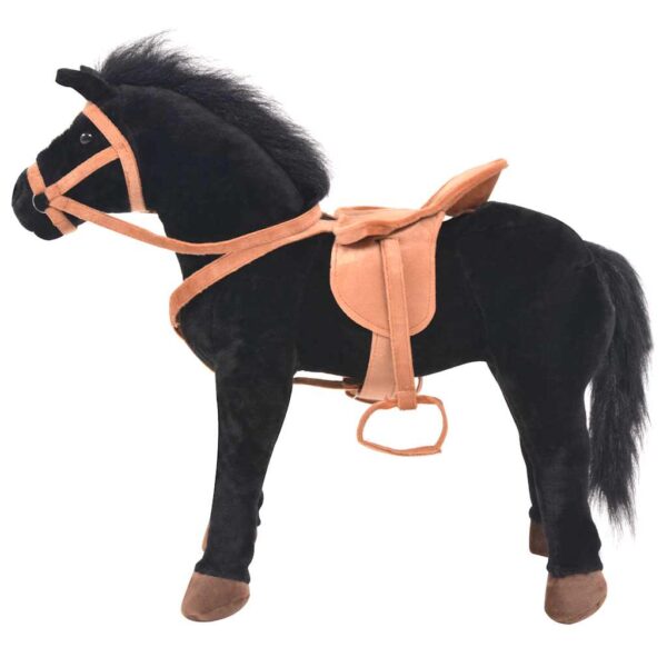 Cavallo In Peluche In Piedi Nero - immagine 2