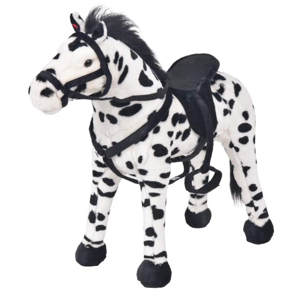 Cavallo In Peluche In Piedi Nero E Bianco Xxl