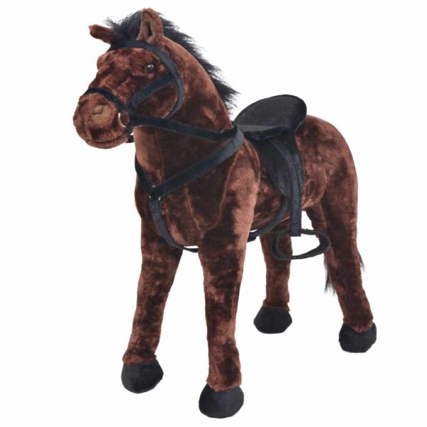 Cavallo In Peluche In Piedi Marrone Scuro Xxl