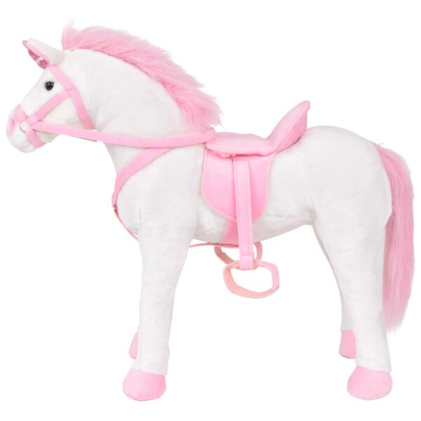 Unicorno Di Peluche In Piedi Bianco E Rosa Xxl - immagine 2