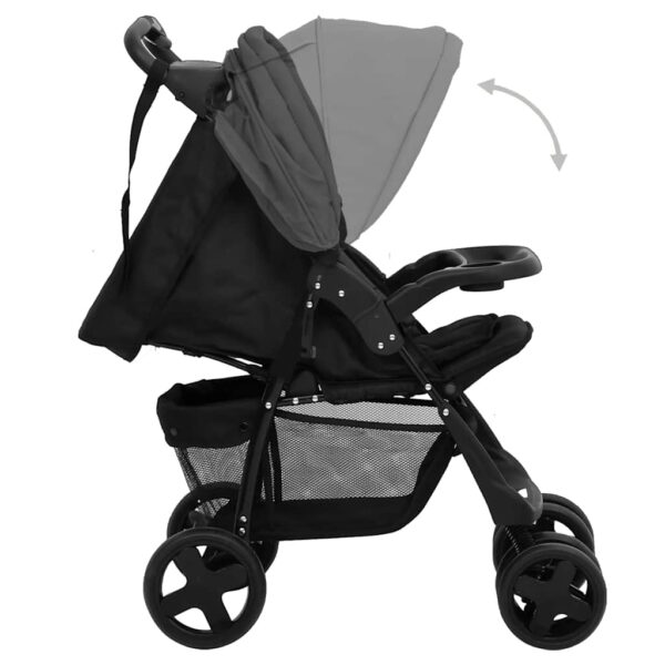 Passeggino 2 In 1 Grigio Scuro E Nero In Acciaio - immagine 6