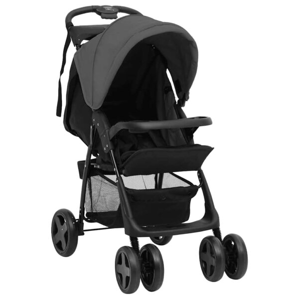 Passeggino 3 In 1 Grigio Scuro E Nero In Acciaio - immagine 2