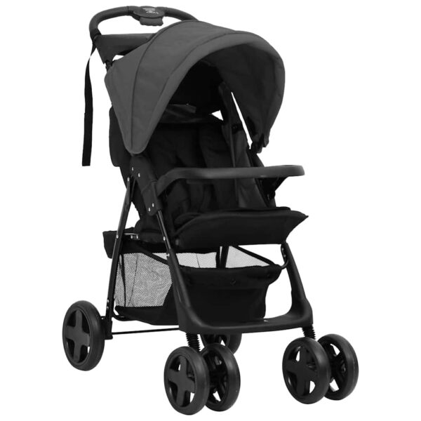 Passeggino 3 In 1 Grigio Scuro E Nero In Acciaio - immagine 3