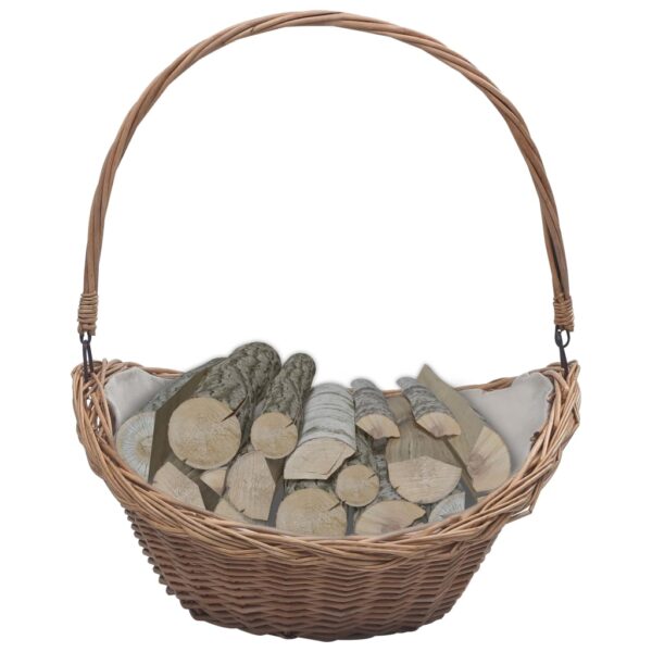 Cesta Legna da Ardere con Manico 57x46,5x52cm Marrone in Salice