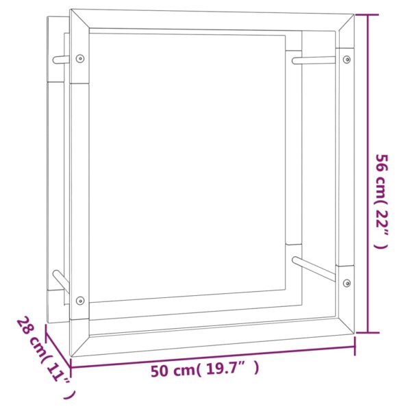 Portalegna Nero Opaco 50x28x56 cm in Acciaio - immagine 6