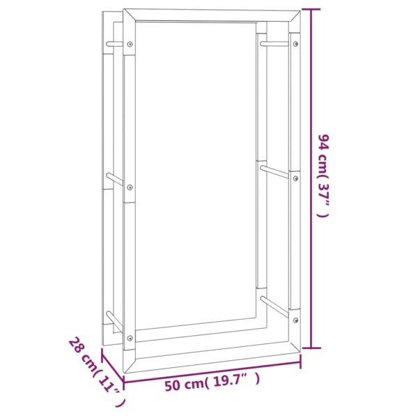 Portalegna Nero Opaco 50x28x94 cm Acciaio - immagine 6