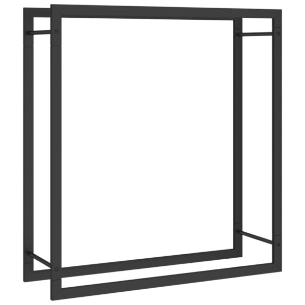 Portalegna Nero Opaco 80x28x86 cm in Acciaio - immagine 2