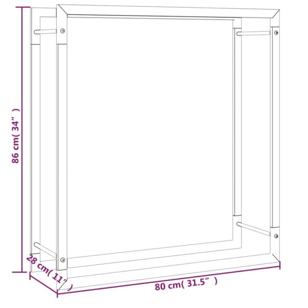 Portalegna Nero Opaco 80x28x86 cm in Acciaio - immagine 6