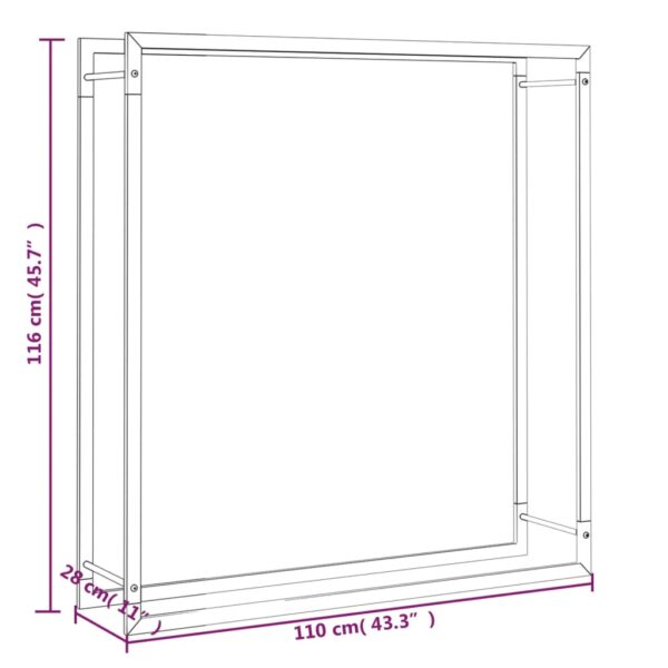 Portalegna Nero Opaco 110x28x116 cm in Acciaio - immagine 6