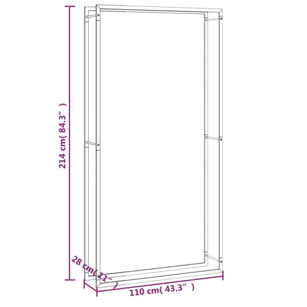 Portalegna Nero Opaco 110x28x214 cm in Acciaio - immagine 6