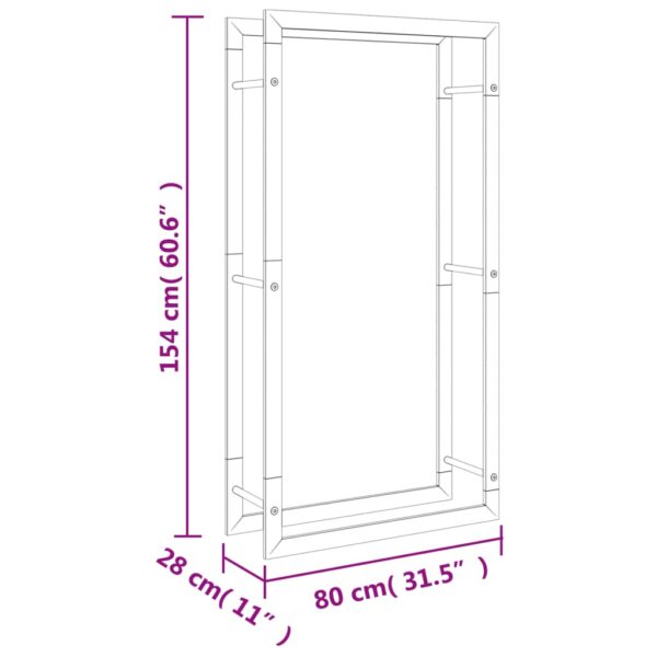 Portalegna 80x28x154 cm in Acciaio Inossidabile - immagine 7