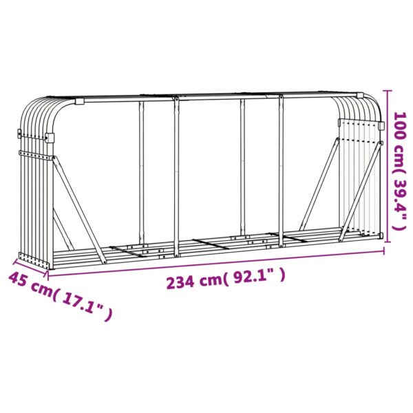 Portaceppi Grigio Chiaro 234x45x100 cm in Acciaio Zincato - immagine 9