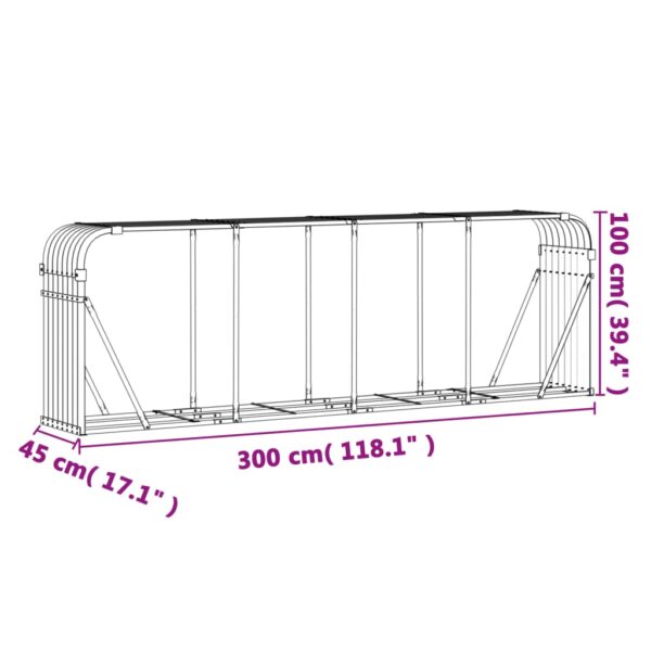 Portaceppi Grigio Chiaro 300x45x100 cm in Acciaio Zincato - immagine 9