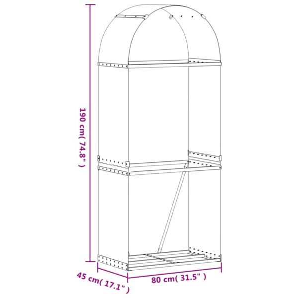 Portaceppi Antracite 80x45x190 cm in Acciaio Zincato - immagine 9