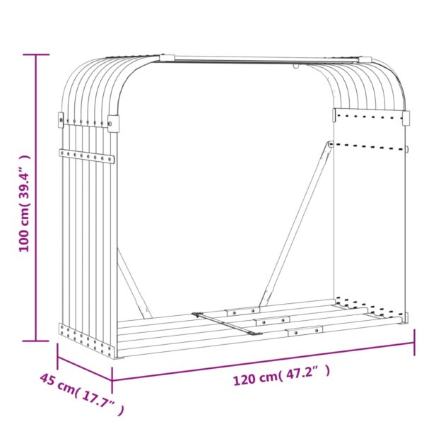 Portaceppi Antracite 120x45x100 cm in Acciaio Zincato - immagine 9