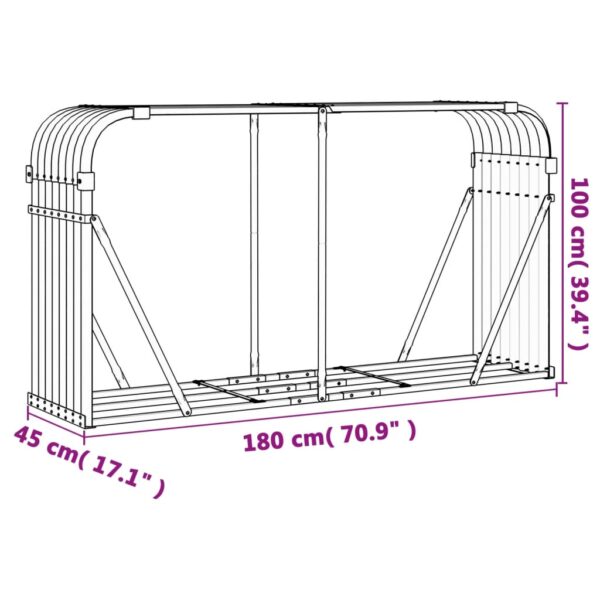 Portaceppi Antracite 180x45x100 cm in Acciaio Zincato - immagine 9