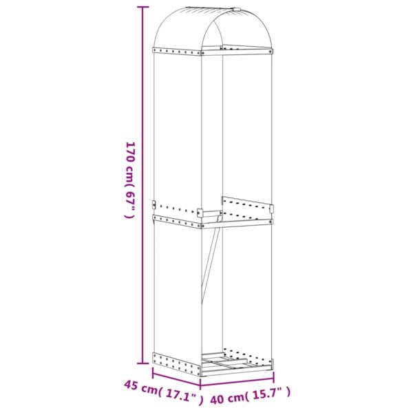 Portaceppi Argento 40x45x170 cm in Acciaio Zincato - immagine 9