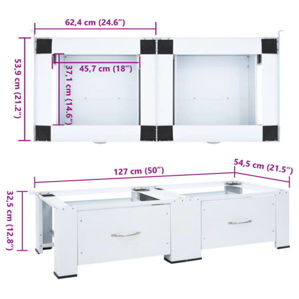 Piedistallo per Lavatrice Doppia con Cassetti Bianco - immagine 9