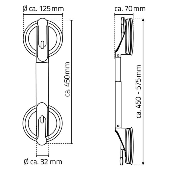 RIDDER Maniglione di Sicurezza Telescopico a Ventosa 12,5 cm 100 kg - immagine 5