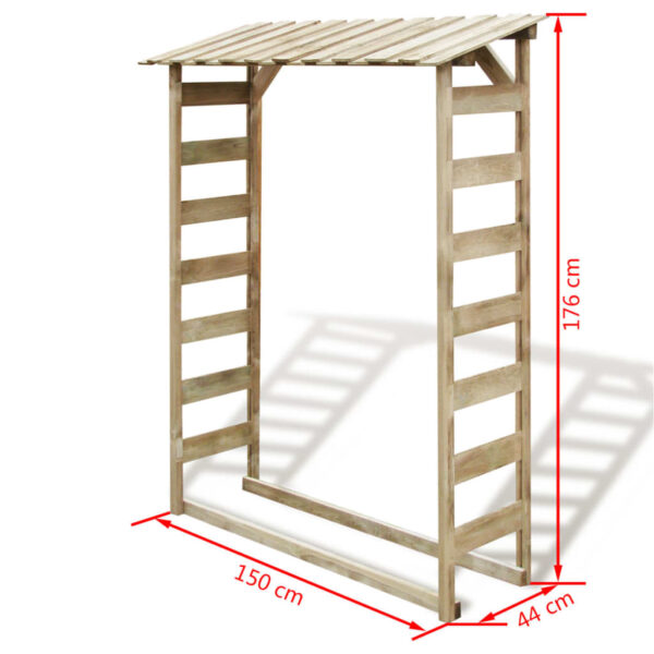 Deposito per Legname Capanno 150x44x176 cm Pino Impregnato - immagine 5