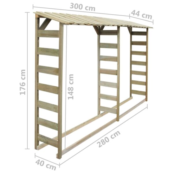 Doppio Capannone per Legname 300x44x176cm Legno Pino Impregnato - immagine 4