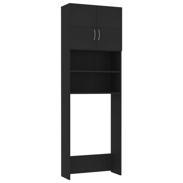 Mobile per Lavatrice Nero 64x25,5x190 cm in Multistrato - immagine 2